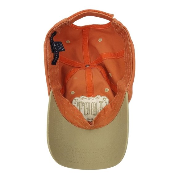 Loot Embroidered Orange Beige Trim Strapback Cap Baseball Hat Port Authority - Picture 5 of 13
